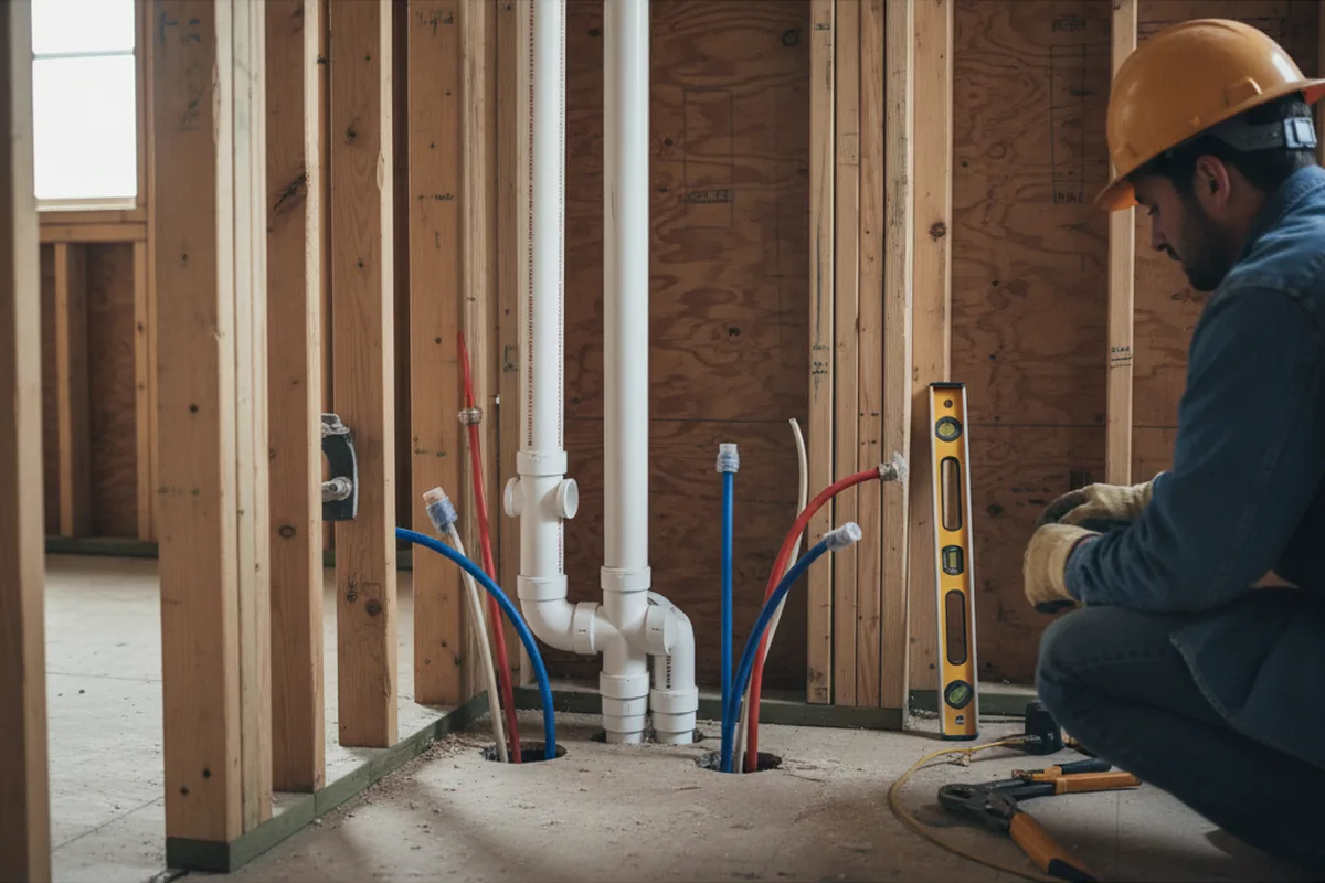 Drain and supply rough-in during Sump Pump Repair in Register