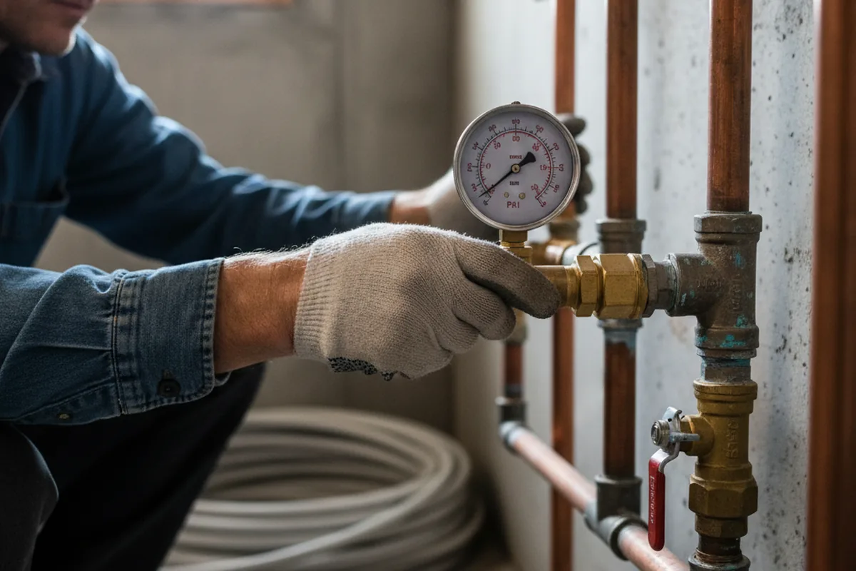 Pressure testing a repaired line during Water Line Repair in Register